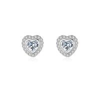 Orecchini A Lobo, Donna Orecchini a bottone Lusso con Moissanite al Cuore in Oro bianco 14 carati
