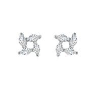Orecchini A Lobo, Donna Orecchini a bottone Piccolo mulino a vento con moissanite a marquise in Oro bianco 9 carati