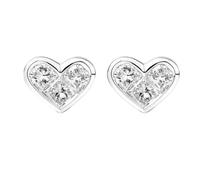 Orecchini A Lobo Donna, Oro bianco 14 carati Orecchini a cuore con diamante taglio principessa da 0,6 ct