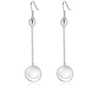 Orecchini a Lobo,Eleganti Orecchini Pendenti Rotondi 925 Orecchini Pendenti con Pendente Lungo
