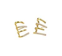 Orecchini a lobo in oro con cristalli a più griffe per donna, design a quattro griffe con dettagli in pietre trasparenti, orecchini moderni e dal grande impatto per l’uso quotidiano