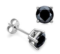 Orecchini a lobo moissanite certificati, neri, da 3 mm a 8 mm, in argento sterling 925, ipoallergenici, rotondi, principessa, smeraldo, taglio a cuscino, idea regalo, 3MM, Acciaio inossidabile