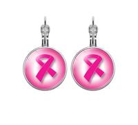 Orecchini a lobo Orecchini a nastro, con ciondoli per la consapevolezza del cancro al seno, ganci per le orecchie, il cancro al seno