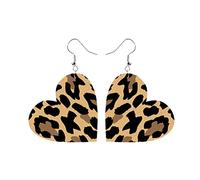 Orecchini a lobo Orecchini in pelle di San in pelle a cuore con stampa leopardata quadri rossi e neri forma di goccia Regalo per ragazze