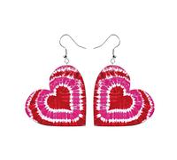 Orecchini a lobo Orecchini in pelle di San in pelle a cuore con stampa leopardata quadri rossi e neri forma di goccia Regalo per ragazze