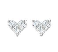 Orecchini A Lobo, Oro bianco 14 carati Orecchini a forma di cuore con diamante taglio principessa da 0,5 ct