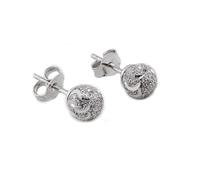 Orecchini a lobo pallina argento 925 rodiato sfera diamantata e lucida 6 mm chiusura farfallina gioiello ragazza donna elegante raffinato