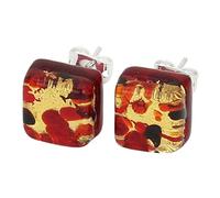 Orecchini a lobo quadrati con riflessi veneziani - nero rosso