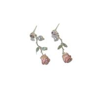 Orecchini a lobo rosa rosa perla argento Orecchini romantici ed eleganti Un dolce regalo di compleanno per la tua ragazza o moglie