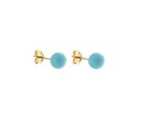 Orecchini a lobo turchese con chiusura oro giallo 18 kt perno e farfallina orecchini pallina turchese gioiello elegante donna ragazza
