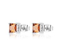 Orecchini a Lobo Uomo Donna Acciaio Sagapo Zircone Nero Bianco Arancione S'agapo