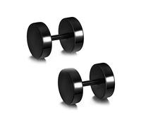 Orecchini A Lobo Uomo, Orecchini Acciaio Chirurgico Uomo Orecchini Gotico Donna Piatto Tondo Nero 14mm