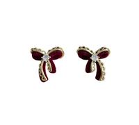 Orecchini a longuette con fiocco di velluto rosso Design elegante vintage elegante regalo di compleanno ipoallergenico perfetto per riunioni quotidiane e feste Accessori da donna