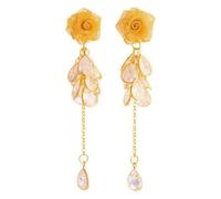 Orecchini a longuette con strass di fiori di rose 3D con fiore di cristallo rosa orecchini a goccia lunghi con nappa e filo bohémien Matrimoni gioielli per feste regali per accessori di compleanno