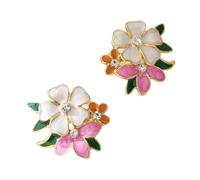 Orecchini a longuette floreali con smalto colorato Orecchini di camelia della foresta delicati Accessorio alla moda e vintage adatto per i festival, la data e la vita quotidiana