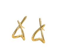 Orecchini a lora geometrici a forma di X placcati in oro-Gioielli moderni minimalisti da donna, abbigliamento quotidiano e formale