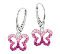 Orecchini a monachella a forma di farfalla, in vero argento 925, per bambine (A rosa e rosa), Vetro Argento sterling Smaltato vetro argento sterling, Nessuna pietra preziosa
