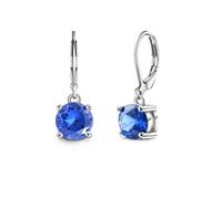 Orecchini a monachella con cristallo rotondo da 8 mm, gioielli in stile vintage per donne, zaffiro, granato, smeraldo, orecchini pendenti alla moda, Acciaio inossidabile, Zaffiro sintetico