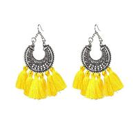 Orecchini a Nappa a Cesto di Fiori a Forma di U Orecchini a Temperamento a ventaglio Orecchini a Gancio per Donna, Giallo novità Practical Design