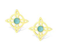 Orecchini a nodo streghe con turchese Orecchini a spicchi con nodo celtico magico Gioielli pagani della stregoneria Wiccan irlandese celtico dell'acciaio inossidabile per le donne adolescenti