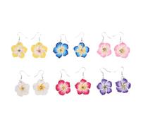 Orecchini a Pendente Bohemia Fiore Plumeria, 6 Paia | Argilla Polimerica, Pack Multicolore, Leggeri e Comodi, per Eventi Holiday e Look Estivo