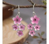 Orecchini a pendente con fiore di non ti scordare di me placcati in argento per donne, orecchini pendenti con grappolo floreale in smalto blu, gioielli botanici eleganti in stile cottagecore, regalo T