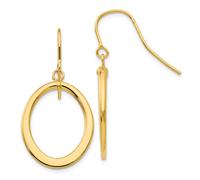 Orecchini A Pendente In Oro Giallo 14K A Forma Ovale Piatta Con Filo Francese