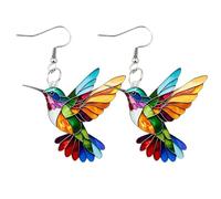 Orecchini a - Pendenti a Forma di Colorati | Orecchini Animali in Acrilico per Donna e Ragazza, Pendenti a Leggeri come una Piuma, Gioielli Boho, Regalo per Amanti degli Uccell