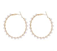 Orecchini a per cerchio C con Perla Minimalisti Geometrici Orecchini | Design a C retrò, perla delicata, per stile minimalista, leggero, perfetto per il giorno