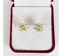 Orecchini a Perno 4 Ct Champagne Diamond VVS1, Argento 925