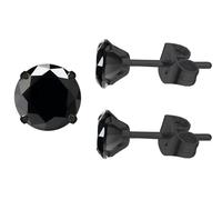 Orecchini a perno, 6 mm, in quarzo nero 5A ipoallergenico con pietra di ossidiani, in acciaio chirurgico 316L, per cartilagine del trago, orecchini a perno da dormire, confezione regalo, per uomo e