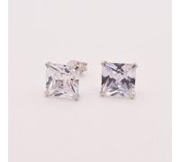 Orecchini A Perno A Cuscino In Argento Placcato Oro Bianco 14K