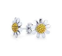 Orecchini a perno a due toni con ciondoli multipli a forma di girasole e margherita per donne e adolescenti, gialli, placcati in oro 14K, argento sterling .925