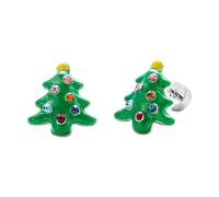Orecchini a perno a forma di albero di Natale, 20 g, smaltati verdi e cristalli di zirconia cubica, in acciaio inox ipoallergenico con retro piatto a vite, regalo per donne e donne