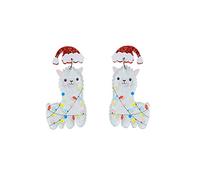Orecchini a perno a forma di albero di Natale, orecchini a cerchio in acrilico, con stella dorata, verde, albero di Natale, cappello di Babbo Natale, graziosi orecchini in alpaca per feste