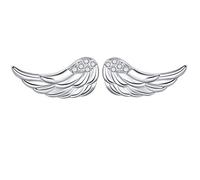 Orecchini a perno a forma di ali d'angelo, orecchini pendenti, anelli regolabili, collana con ciondolo a forma di ala d'angelo custode, gioielli per donne e ragazze e Argento, colore