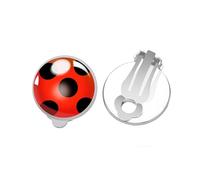 Orecchini a perno a forma di coccinella rossa, a pois neri, in argento, per Halloween, Natale, compleanno, cosplay, Acrilico, Nessuna pietra preziosa