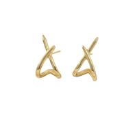 Orecchini a perno a forma di croce attorcigliata color oro, da donna, geometrici minimalisti, in metallo intrecciato, gioielli moderni e alla moda per tutti i giorni