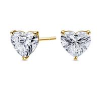 Orecchini a perno a forma di cuore con diamante coltivato in laboratorio da donna da 0,50 a 2,00 carati - Oro giallo o bianco 14 carati a 3 artigli (colore D-F VS1-VS2 chiarezza minima) | Cofanetto