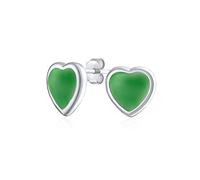 Orecchini A Perno A Forma Di Cuore Con Pietre Preziose Romantiche: Donne Adolescenti Argento Sterling .925 Giada Verde Incastonata A Ghiera Per La Fidanzata