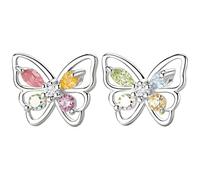 Orecchini a perno a forma di farfalla in argento Sterling con pietre preziose colorate e accento, ipoallergenici, 9 x 7 mm, regalo elegante per le donne