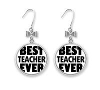 Orecchini a perno a forma di fiocco con scritta "Best Teacher Ever"