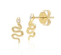 Orecchini A Perno A Forma Di Serpente In Oro Giallo 9 Carati ECFEW™ Con Diamanti