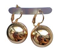 Orecchini a perno a forma di sfera riflettenti, a forma di leva, leggeri e posteriori, per donne e ragazze, oro bianco e oro giallo, Oro giallo, Nessuna pietra preziosa