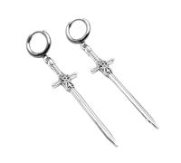 Orecchini a perno a forma di spade, in argento, alla moda, a forma di pugnale, accessori per feste ed eventi, alla moda