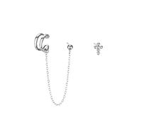 Orecchini a perno asimmetrici a forma di croce, da donna, placcati in argento, con nappe e zirconi cubici pendenti, clip per cartilagine, stile minimalista, gioielli per fede pasquale
