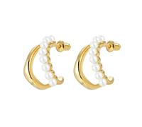 Orecchini a perno carini, orecchini in argento da donna con perle irregolari, gioielli moderni per la festa della mamma lesbica, 15x21MM, base placcata oro rosa, Perla