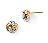 Orecchini A Perno Con Design A Cavo A Nodo D'Amore In Oro Due Toni 14K Regalo