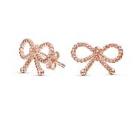 Orecchini A Perno Con Fiocco Di Regalo Di Compleanno In Oro Rosa Placcato .925 Argento Sterling Per Donne Adolescenti