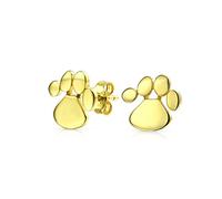 Orecchini A Perno Con Impronta Di Zampa Di Cane E Gatto Per Donne E Adolescenti Amanti Degli Animali In Oro Placcato .925 Argento Sterling